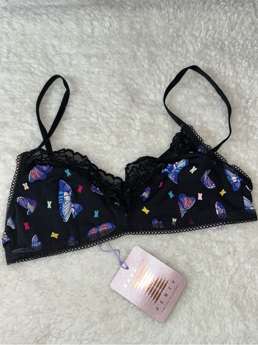 Savage X Fenty Bad Butterfly Bralette Small Lace NWT